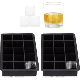 Силіконова форма для льоду Relaxdays, 10 шт, 3,5 см, BPA-free, чорна, для коктейлів