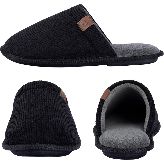 Чоловічі домашні капці RockDove LiteStep з вельвету та піною з ефектом пам'яті (Memory Foam), розмір 42/43, антрацит