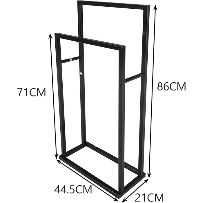 Підлогова сушарка для рушників з 5 полицями, чорного кольору, з двома кріпленнями