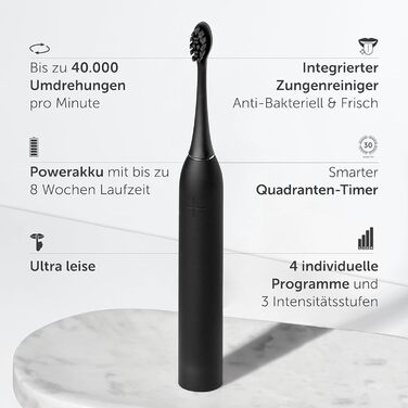 Електрична зубна щітка Wondersmile PRO - переможець тесту 2025 - 100 днів без ризику - сертифікована TÜV - 4 режими, акумулятор 60 днів, розумна насадка, 1 шт.