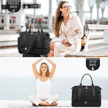 Спортивна сумка LOVEVOOK для подорожей: дамська сумка-мішок, weekender, 37L, чорна