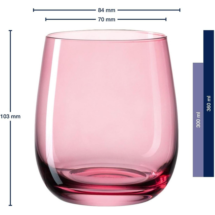 LEONARDO HOME Sora Drinking Glasses (Set of 6) • Colorful Water Glasses (360 ml) • 6 Colors • Dishwasher-Safe & Durable • Multicolored Glasses for Home, Restaurants & Parties • Juice Glass Sora • 047289