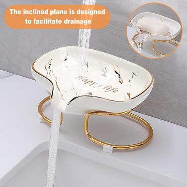 Керамічна мильниця CAUTIOUS з піддоном, біла, вінтажний дизайн