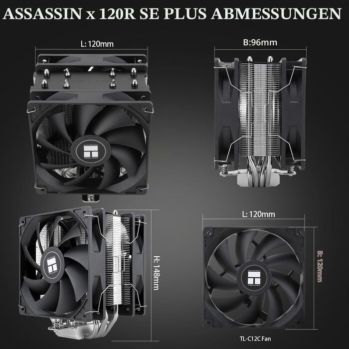 Кулер для процесора Thermalright Assassin X 120R SE PLUS, 120мм PWM вентилятор, підтримка Intel LGA1700/1851/1200/115x та AMD AM4/AM5