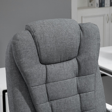 Vinsetto Ergonomic Office Chair with Folding Footrest, Height Adjustable & Reclining, Metal Grey for Home Office Comfort