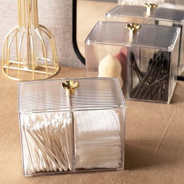 Контейнер для ватних паличок та дисків, органайзер для ванної кімнати, прозорий, 2 шт.