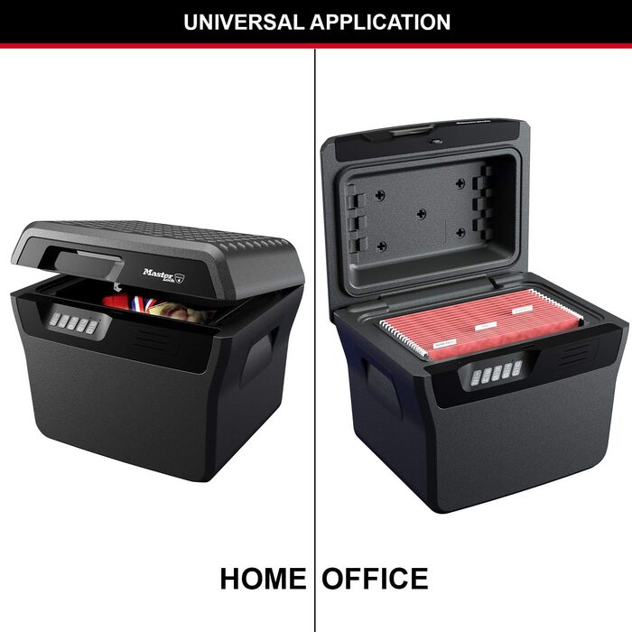 Сейф Master Lock вогнестійкий та водонепроникний з ключем, потрійний захист - від пожежі, води та авіаперевезень, 4.9L, 15.6 x 36.2 x 33 см, з ключем / 4.9L (комбінація / 18.5L)