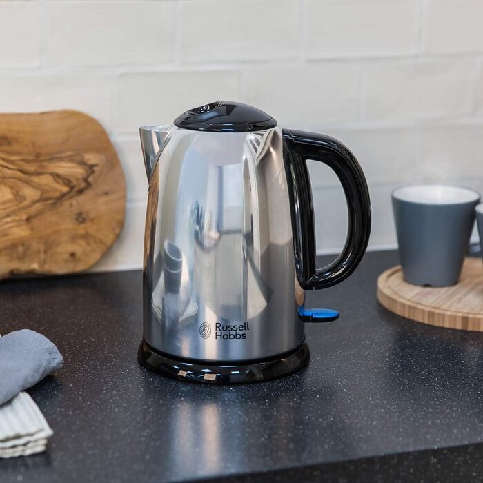 Електричний чайник Russell Hobbs Colours Plus Mocha з нержавіючої сталі (1,7 л, 2400 Вт) з функцією швидкого кип'ятіння, індикатором рівня води та фільтром від накипу