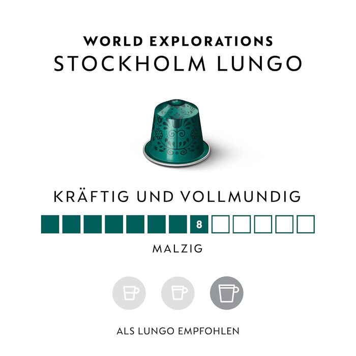 Кава Nespresso Original Stockholm Lungo, 100 капсул, темне обсмаження, сумісна з оригінальними капсульними машинами Nespresso