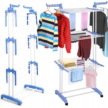 Складана підлогова сушарка для одягу, 3-рівнева стійка вішалка
