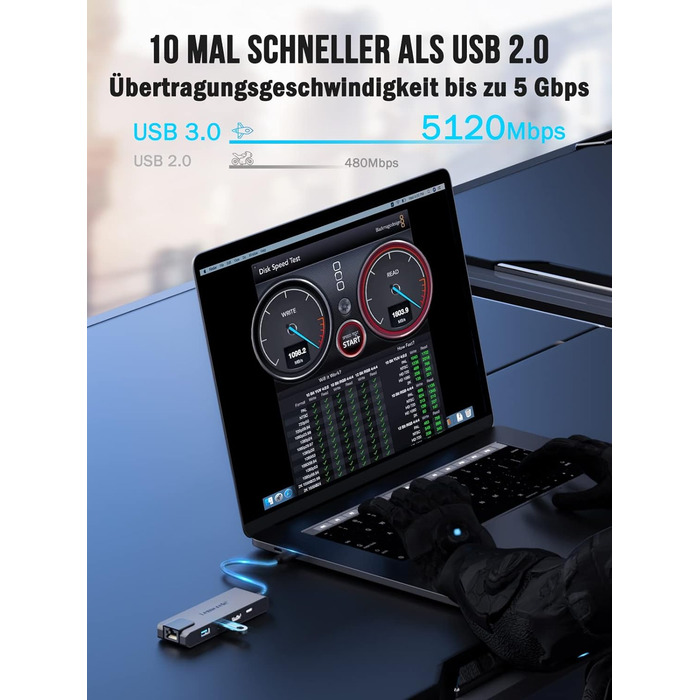 Lemorele USB-C хаб 14-в-1: док-станція з 3 портами дисплея (2 HDMI 4K + VGA), 5 USB (3x USB 3.0), 100W PD, SD/TF кардрідер, аудіо, сумісна з MacBook, Dell, Windows