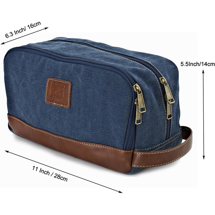 Чоловіча та жіноча дорожня косметичка з канвасу, розкладний органайзер для туалетних аксесуарів (блакитна, велика) 28x16x14 см