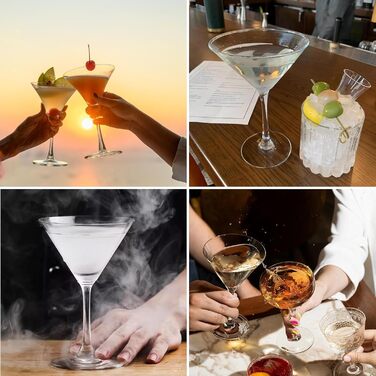 Набір з 6 келихів для мартини, 190 мл, з кришталевого скла без свинцю, класичної V-форми, для Еспресо Мартіні, Манхеттен та аперитиву, придатні для миття в посудомийній машині