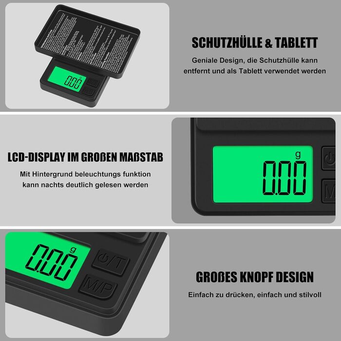 Кухонні ваги Diyife: прецизійна модель 0,01 г з LCD дисплеєм, 1000 г, зелений колір