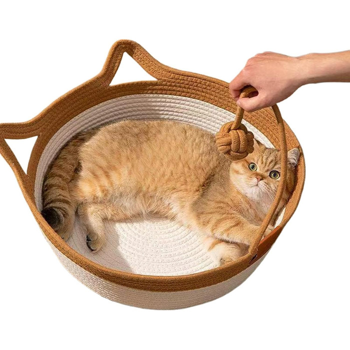 Кігтеточка для котів 7WUNDERAR Katzenett - круг, діаметр 42 см, висота 15 см, з мотузки, для кошенят та маленьких собак