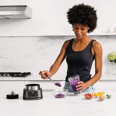 Ninja Foodi Power Nutri Blender 2-in-1, Mix-Smoothie-Bowls, thick spreads & frozen drinks, automatic programs, 700ml cup & 400ml bowl with Power Paddle, 1100W, Silver CB100UK Nutri-Mixer