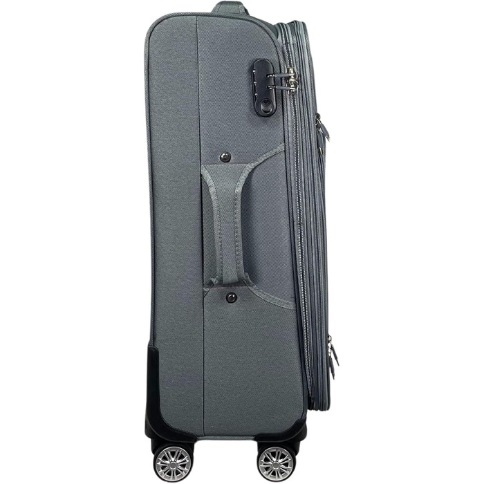 Чемодан-роликовий тканинний для подорожей, розширюваний, з подвійними колесами (M/L/XL/XXL або набір 4 шт.), м'який багаж (фіолетовий, ручна поклажа (55 см)), набір 3 шт. (сірий)