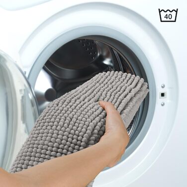 Килимок для ванної кімнати Blumtal Chenille 40x60 см - сертифікований Oeko-TEX, антиковзаючі, миються, сірий