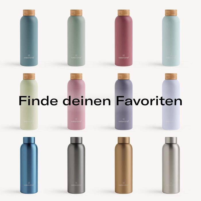 waterdrop® Steel Bottle 600ml Insulated Drinking Bottle, Leak-Proof | Thermos Flask 24h Cold, 12h Hot | Double-Walled Stainless Steel Water Bottle | Shatterproof | Carbonated Drinks Safe