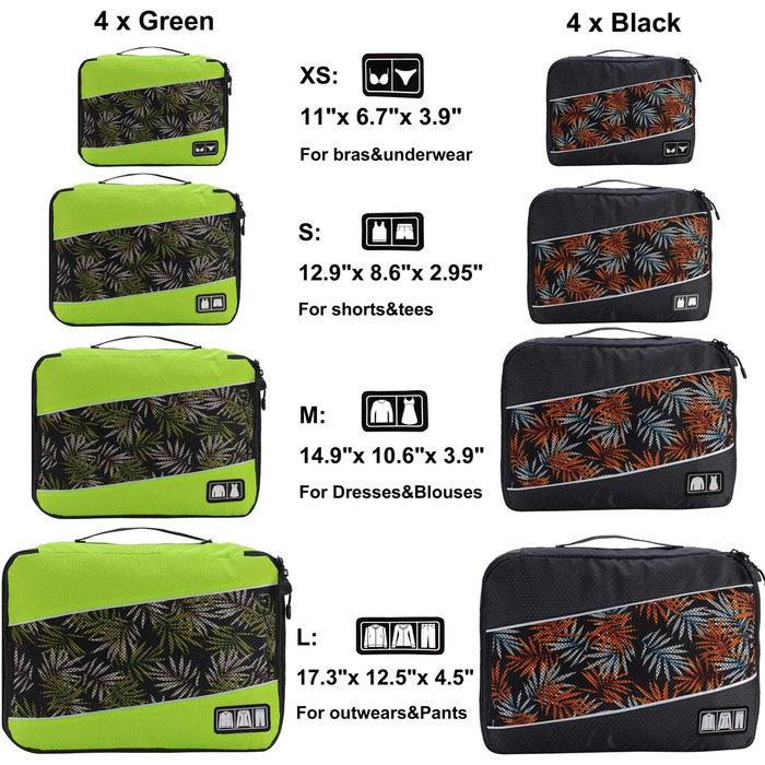 Органайзери для подорожей - набір 8 шт. (сірий/блакитний)