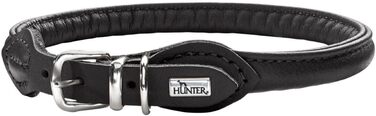 Нашийник для собак HUNTER ROUND & SOFT, чорний, м'яка шкіра, нейлон, безшовний, розмір 45