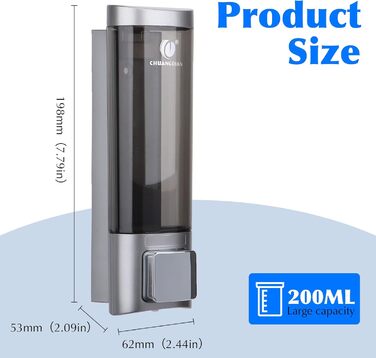 Дозатор мила настінний без свердління REAQUE, 200 мл, для душу, шампуню, дезінфікуючого засобу, мила, чорний