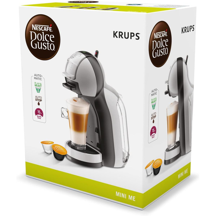 Кавомашина NESCAFÉ Dolce Gusto Mini Me від Krups, сірий колір Artic Grey, 15 Bar, 0,8 л резервуар, Eco-Mode
