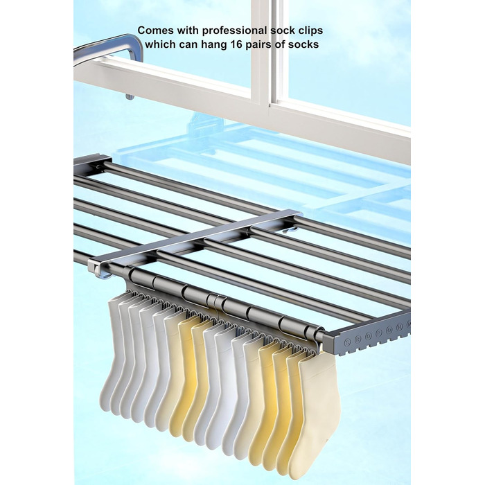 Сушарка для білизни ANEWSIR на балкон та в квартиру: розтяжна, складна, компактна, для рушників та шкарпеток (38-55 см)