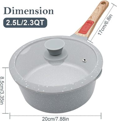 Каструля з нержавіючої сталі AIKENBBKK 16 см з кришкою, 1.5л, антипригарне покриття, знімна ручка, для всіх плит, без PTFE та PFOA (Блакитна)
