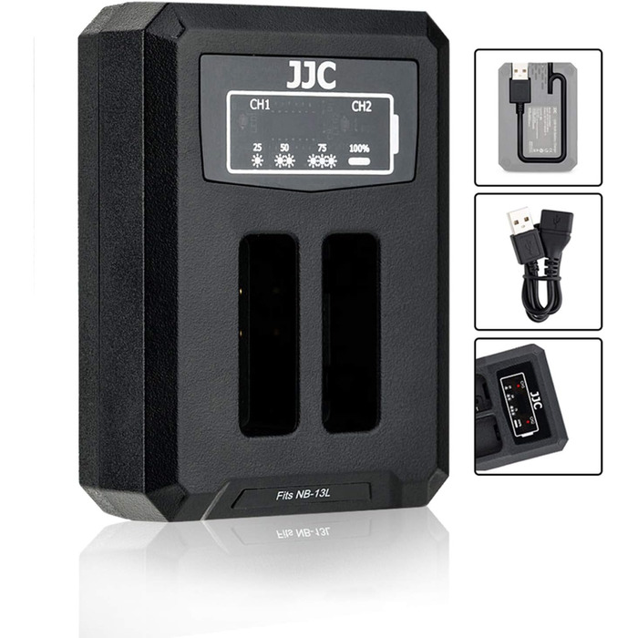 Зарядний пристрій Dual USB для Canon PowerShot G1 X Mark III, G5 X, G7 X, G9 X, SX620, SX720, SX730, SX740 (NB-13L)
