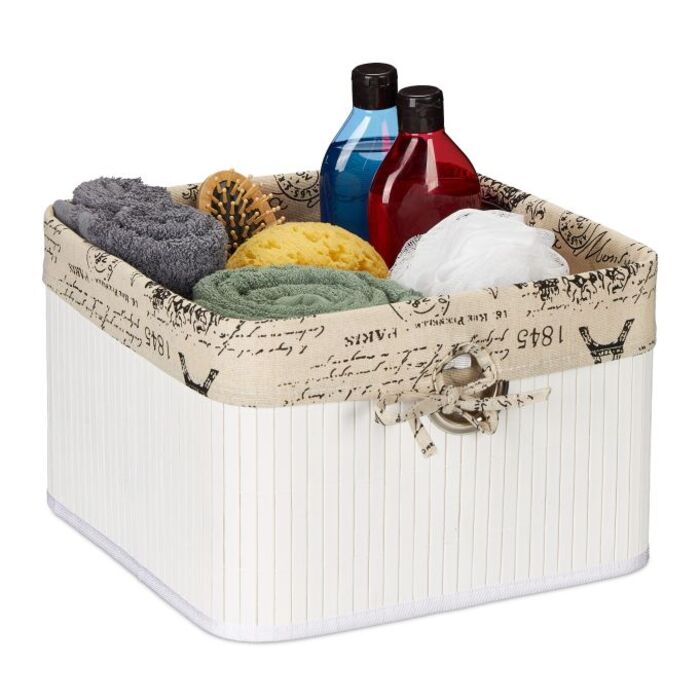 Relaxdays White Bamboo Storage Basket