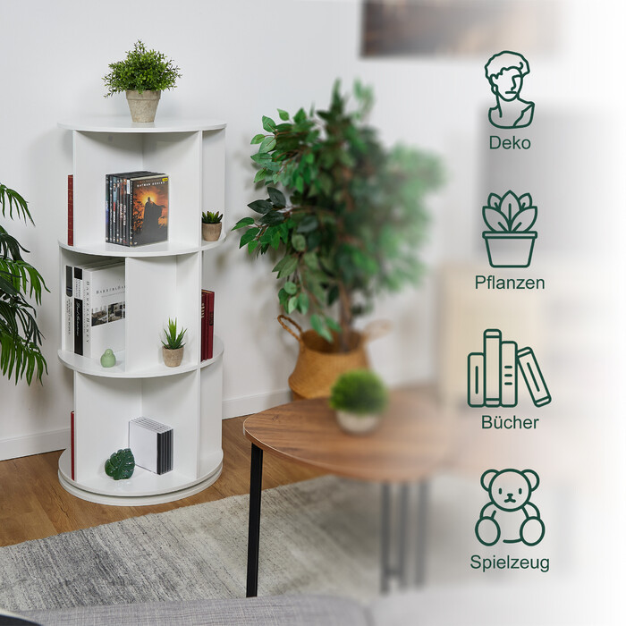 Relaxdays Поворотна книжкова шафа кругла