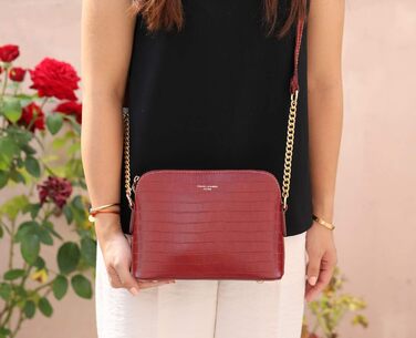 Сумка крос-боді David Jones жіноча зі штучної шкіри (екошкіра) червона з ланцюжком. Вечірня, повсякденна сумка-клатч на блискавці. Елегантний дизайн.