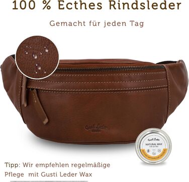 Чоловіча та жіноча поясна сумка Gusti Leather Spencer I з натуральної шкіри, регульований ремінь, темно-коричнева