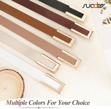 Жіночий тонкий шкіряний ремінь SUOSDEY з золотою пряжкою (чорний+хакі, 100 см)