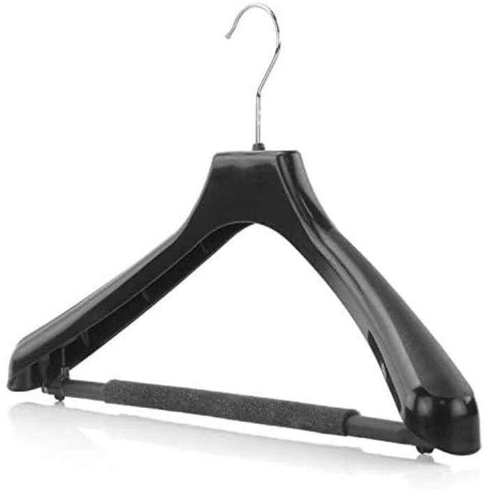 Пластикові вішалки для одягу Hangerworld, 10 шт, 42 см, чорні, з нековзною перекладиною та пінкою