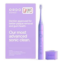 Електрична зубна щітка Ordo Sonic Advanced Smart Tech: 4 режими чищення, USB-зарядка, силіконовий полірувальник, перлинно-фіолетовий колір