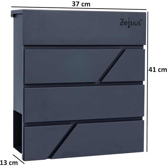 Поштова скринька Zelsius з газетницею, антрацит RAL 7016, з плавним закриттям | Настінна або стійкова установка