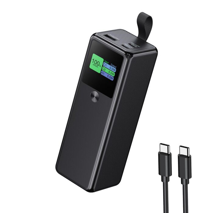 Power Bank VAFOTON 27000mAh 140W з 3 портами, цифровим дисплеєм та USB-C кабелем (Чорний)