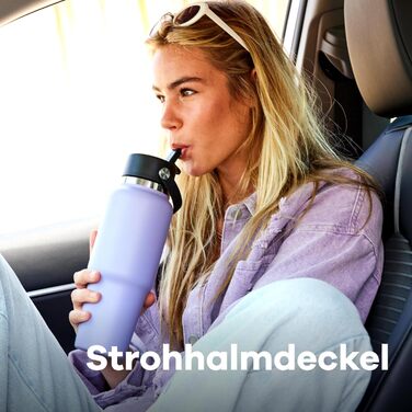 Hydro Flask 32oz Insulated Stainless Steel Water Bottle with Flex Straw Lid - Leakproof, BPA-Free (Black)