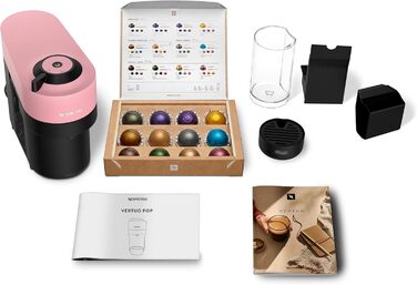 Кавомашина Nespresso Vertuo Pop ENV90.P, рожева, з функцією Cold Brew, Bluetooth, Wi-Fi, 4 розміри чашок, кавомашина Nespresso, комплект привітання