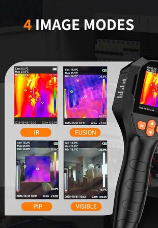 Тепловізор SuperIR 240x240: Тепловізійна камера з інфрачервоним термометром та видимим зображенням, 25 Гц, -18°C до 550°C