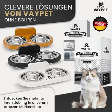 Підвищений годівниця для котів Doppel-Katzennapf: не потребує свердління, зручна, з нержавіючої сталі, чорний