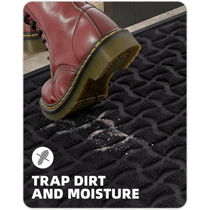 Килимок для дому та вулиці, чорний, 44x76 см - антиковзаюче покриття для входу, порогу, тераси