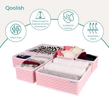Qoolish Rosa Drawer Organizer, Set of 6 Sturdy Drawer Organizers to Sort Your Bedroom, Closet, and Drawer - Organize Your Space with our foldable