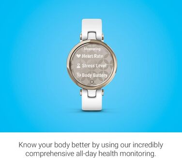 Смарт-годинник Garmin Lily™ з сенсорним екраном та унікальним дизайном, світло-золотистий колір, білий шкіряний ремінець