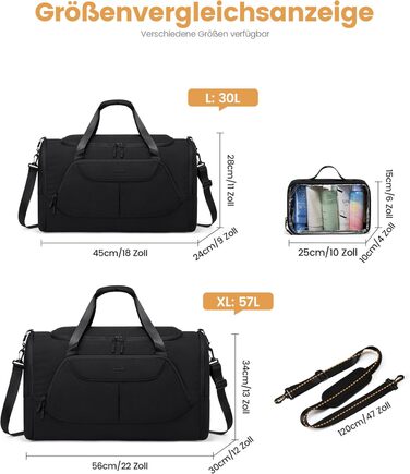 Спортивна сумка LOVEVOOK для жінок, 30 л: туристична сумка з відділенням для взуття та мокрих речей, невелика сумка для спортзалу, плавання, сауни, ручної поклажі для спорту, фітнесу, тренувань та подорожей, водонепроникна дорожня сумка-мішок (B-чорний, 5