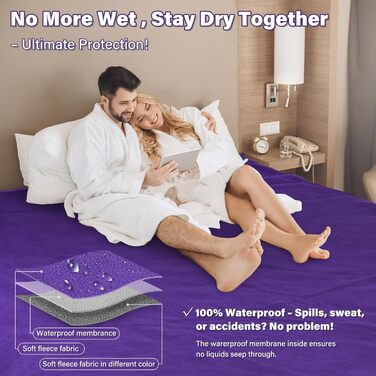 Водонепроникний плед для собак та котів, миючий, для подорожей, захисний, м'який, 125 x 75 см (203 x 152 см, фіолетовий/сірий)