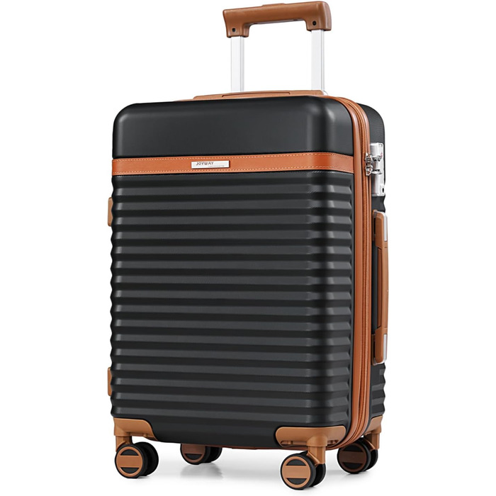 Чохол-валіза Joyway ABS, розширюваний, на 4 колесах з TSA-замком, набір (1 велика сумка, 1 косметичка, чорний, M)