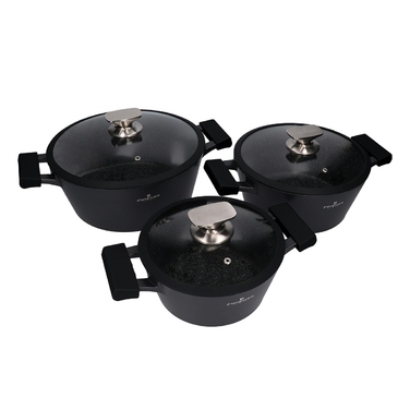 Набір каструль Zwieger Black Stone, 6 предметів, Greblon Granite, алюміній
